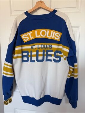 XL St. Louis Blues Vintage Patches Crewneck Sweatshirt - Blue & Gold